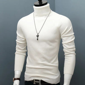 Men Turtleneck Sweaters Slim Fit  Pullover Winter Thick Warm Classic Brand