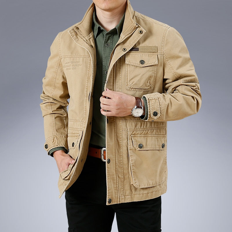 Large Size M-6XL 2022 Spring Autumn Men's Military Casual Style 100% Cotton Khaki - FlorentClothingStore 