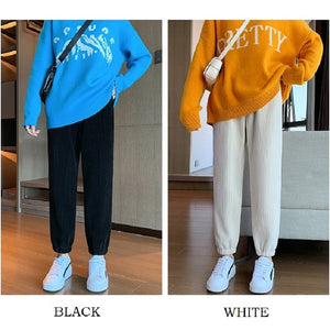 Women Warm Winter Plush Thick Cashmere Corduroy Pants Female Casual Korean Style