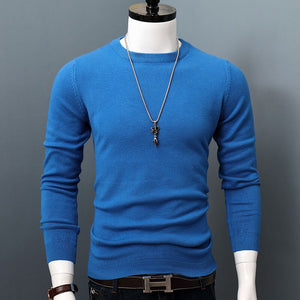 Men's O-Neck Sweater long sleeve solid color pullover for autumn winter