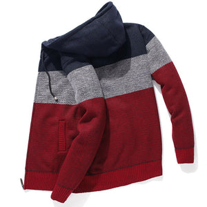 Men Hooded Sweatercoat Japan Style Stitching color Long sleeve Men Sweaters Casual Streetwear - FlorentClothingStore 