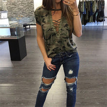 Load image into Gallery viewer, Fashion Women Summer Loose Top T-shirt 2019 Summer Short Sleeve Camo Sexy T Shirt Ladies Camouflage Printed Casual Tops T-shirt - FlorentClothingStore 
