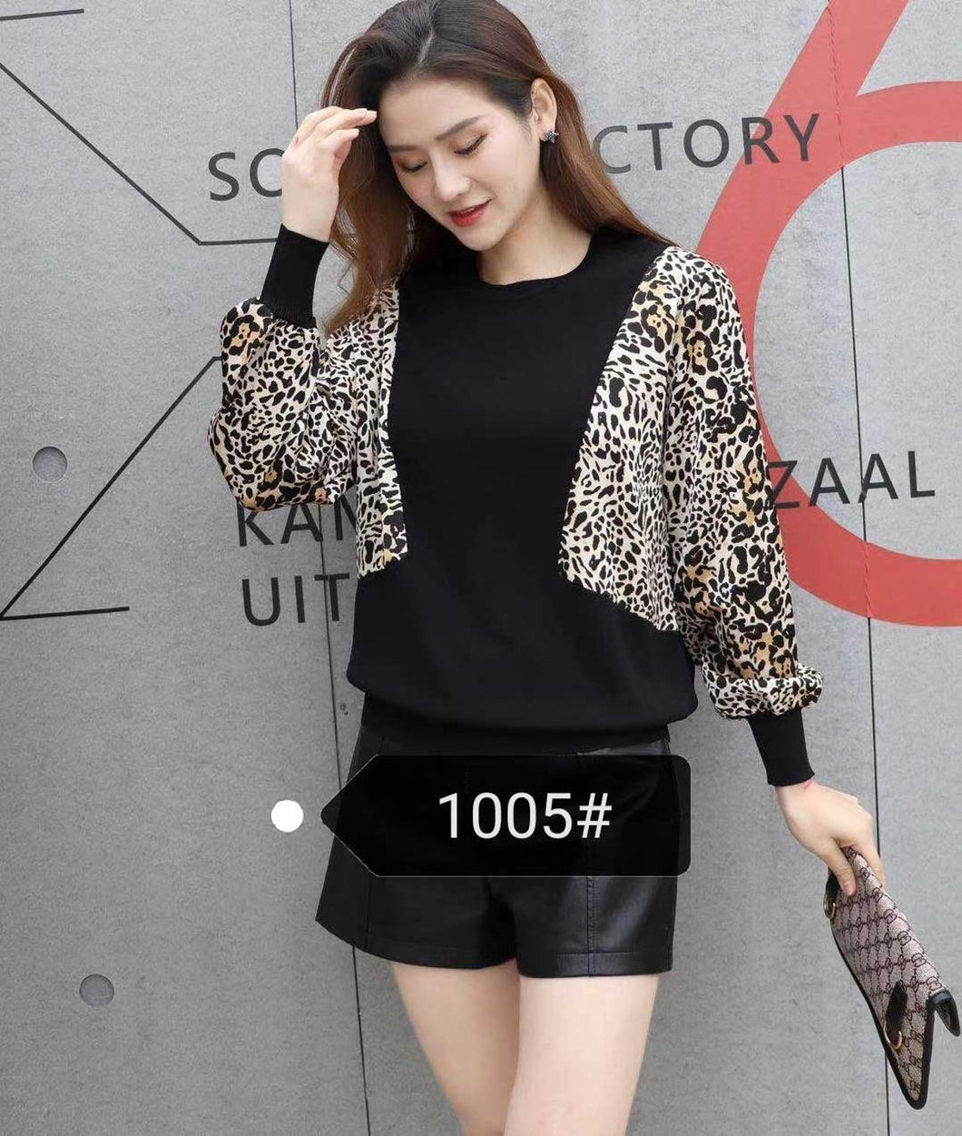 2021 Brand Design Casual Pullover Sweater Spring women lace stitching Knit Sweater Elegant leopard print Black Knitting Top - FlorentClothingStore 