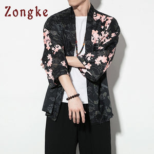 Zongke Chinese Style Dragon Kimono Cardigan Men Shirt Hip Hop Streetwear - FlorentClothingStore 