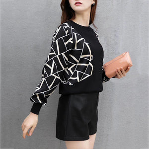 2021 Brand Design Casual Pullover Sweater Spring women lace stitching Knit Sweater Elegant leopard print Black Knitting Top - FlorentClothingStore 