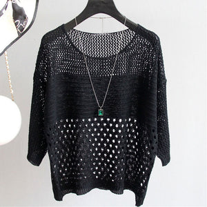 Ladies Summer Hollow Out Pull Knitted Causal Tops Ladies Knitwear Fashion - FlorentClothingStore 