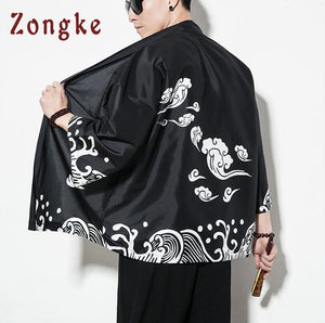 Zongke Chinese Style Dragon Kimono Cardigan Men Shirt Hip Hop Streetwear - FlorentClothingStore 