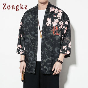 Zongke Chinese Style Dragon Kimono Cardigan Men Shirt Hip Hop Streetwear - FlorentClothingStore 