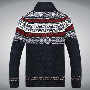 2021 Winter Sweater Male Thicken Fleece Men Cardigan Cotton Knitted Jacquard Men - FlorentClothingStore 