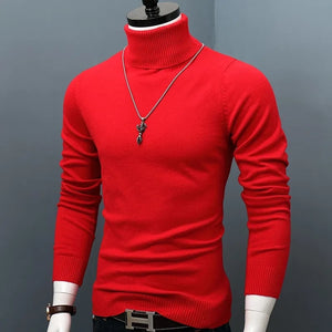 Men Turtleneck Sweaters Slim Fit  Pullover Winter Thick Warm Classic Brand