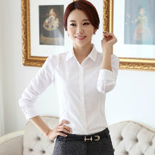 Load image into Gallery viewer, Fashion Women&#39;s Formal Base White Shirts Spring Autumn Office Shirt Chiffon Long Sleeve Work Clothes Korean Casual Blouse Blusas - FlorentClothingStore 
