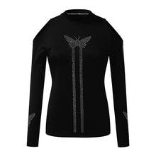 Load image into Gallery viewer, Fashion Butterfly Diamonds Blouse Shirt Sexy Cold Shoulder Tops Tee Casual Ladies Tops Female Women Long Sleeve Blusas Pullover - FlorentClothingStore 
