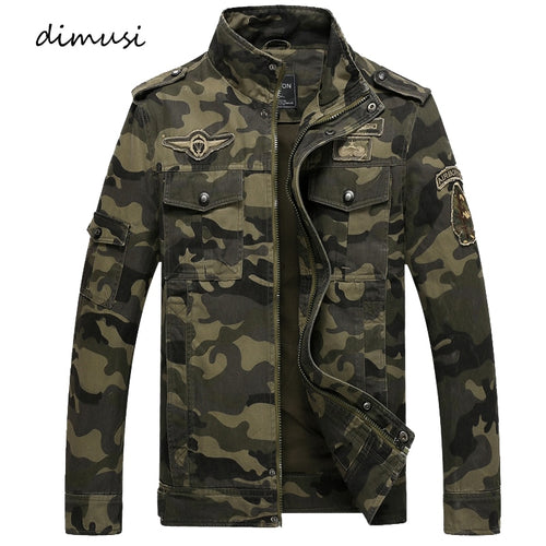 DIMUSI Autumn Mens Bomber Jackets Casual Man Camouflage Army Military Coats - FlorentClothingStore 