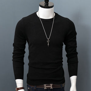 Men's O-Neck Sweater long sleeve solid color pullover for autumn winter