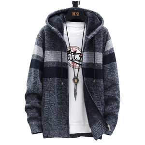 2022 winter Men high quality Knitted thicken Mens Coats Hood Male Sweater Casual