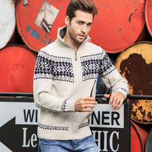 Load image into Gallery viewer, Winter Men&#39;s Jacquard Sweater Coat Christmas snowflake print Knitted Cardigan Turtleneck Full Zip Casual Warm Wool Sweater 5XL - FlorentClothingStore 
