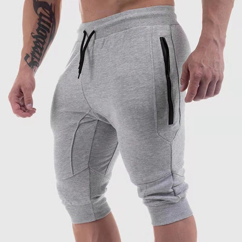 New Men's Summer Workout Shorts Drawstring Joggers 3/4 Knee Length Cotton Sport Running Homme Bermuda Casual Short Sweatpants - FlorentClothingStore 