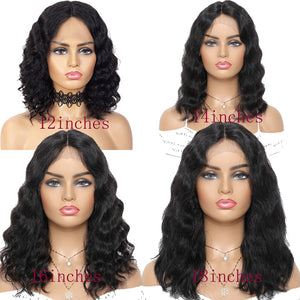 Short Natural Wave Lace Front Human Hair Wig Curly With Baby Hair for Black Women Plucked Hairline Brazilian Lace Wig 12-18 inch - FlorentClothingStore 