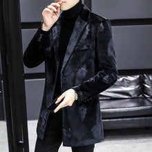 Load image into Gallery viewer, Winter Velvet Wool Blends Jacket Men Fashion Slim Long Casual Business Trench Windbreaker Social Streetwear Overcoat clothing
