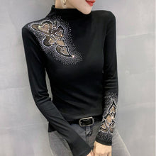 Load image into Gallery viewer, New 2022 Spring Autumn Long Sleeve T-Shirt Fashion Casual Turtleneck Diamond Woman T - FlorentClothingStore 
