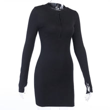 Load image into Gallery viewer, Ladies Elegant Dress for Women 2022 Fashion Half-Zip Long Sleeve Ribbed Knitted Bodycon Dress Spring - FlorentClothingStore 
