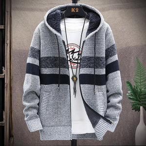 2022 winter Men high quality Knitted thicken Mens Coats Hood Male Sweater Casual