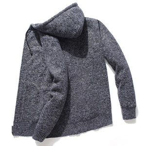 Hooded Knitted Man Sweater Fleece Cardigan Oversized - FlorentClothingStore 