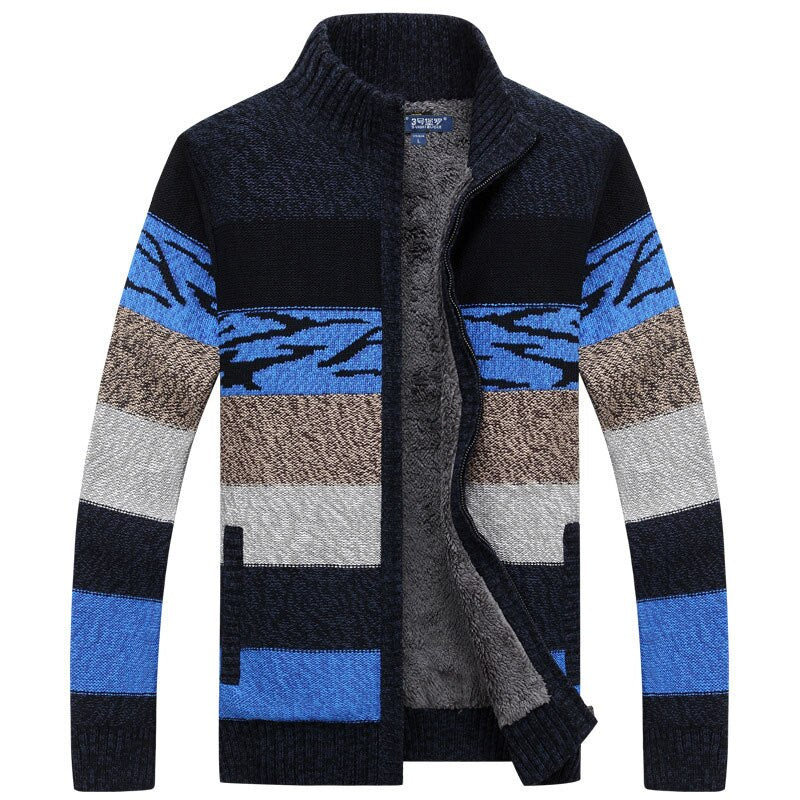 Men's Knitted Cardigans Sweaters Winter Male Wool Sweater Slim Fit Zipper Sweaters - FlorentClothingStore 