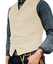 Load image into Gallery viewer, Men&#39;s Suit Vest Brown Wedding Wool Tweed Business Waistcoat Jacket Casual Slim Fit Gilet - FlorentClothingStore 
