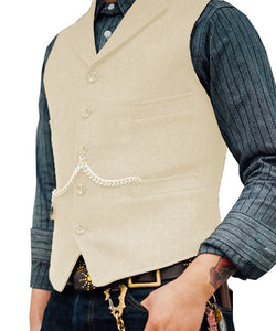 Men&#39;s Suit Vest Brown Wedding Wool Tweed Business Waistcoat Jacket Casual Slim Fit Gilet - FlorentClothingStore 