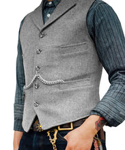 Load image into Gallery viewer, Men&#39;s Suit Vest Brown Wedding Wool Tweed Business Waistcoat Jacket Casual Slim Fit Gilet - FlorentClothingStore 
