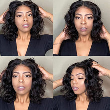 Load image into Gallery viewer, Short Natural Wave Lace Front Human Hair Wig Curly With Baby Hair for Black Women Plucked Hairline Brazilian Lace Wig 12-18 inch - FlorentClothingStore 
