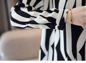 Fashion Woman Blouse 2022 Striped Chiffon Blouse Shirt Long Sleeve Women Shirts Office Work Wear Womens Tops Blusas 0941 60 - FlorentClothingStore 