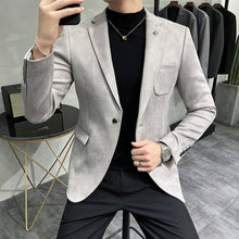 Load image into Gallery viewer, 2022 Deerskin Leather Jacket Blazer Men Casual Slim Blazer Hombre Suit Leather
