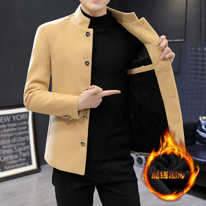 Boutique Men&#39;s Thickened Stand-up Collar Elegant Blazer Casual Korean Version of The Slim