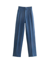 Load image into Gallery viewer, TRAF Women Chic Fashion Office Wear Straight Pants Vintage High Waist Zipper Fly Female Trousers Mujer
