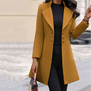 2022 autumn and winter new woolen women coat stand collar slim fit simple coat