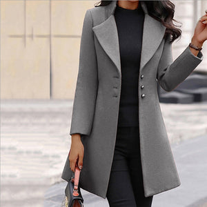 2022 autumn and winter new woolen women coat stand collar slim fit simple coat