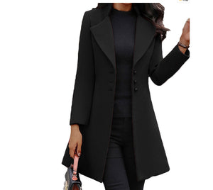 2022 autumn and winter new woolen women coat stand collar slim fit simple coat