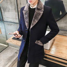 Load image into Gallery viewer, 2022 Winter New Casual Windbreaker Men&#39;s Jacket Korean Long Section Large Fur Collar Jacket Men&#39;s Business Casual Warm Wool Coat
