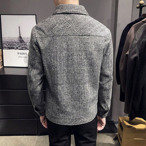 2022 New Style Men High Quality Slim Fit Short Woolen Cloth Coat/Male Plaid Leisure Woolen