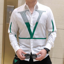 Load image into Gallery viewer, European Fashion Letter Print Shirt Men Fashion Trend Personality Casual Rhinestones
