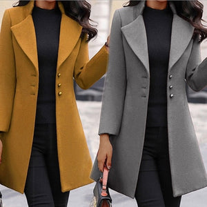 2022 autumn and winter new woolen women coat stand collar slim fit simple coat