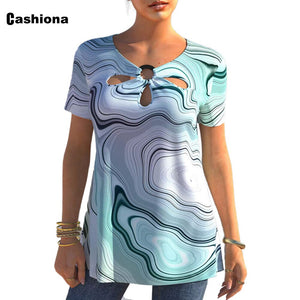 Women Short Sleeve Hollow Out T-shirt 2022 Summer Bohemian Flower Print Tops Streetwear Oversize Ladies Pullovers 4xl 5xl femme - FlorentClothingStore 