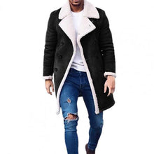 Load image into Gallery viewer, Fashion Men&#39;s Fur Fleece Trench Coats Lapel Long Sleeve Warm Fluffy Overcoat Slim
