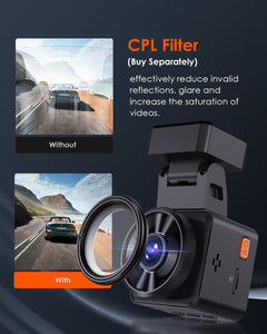 Vantue E1 Lite  Mini Front Car DVR with GPS Free APP Voice Control Dash Cam 24Hours Parking Mode Loop Recording Motion Detection