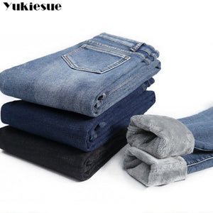 Winter Thick female Velvet Women High Waist Skinny Jeans Simple Fleece Warm Slim fit