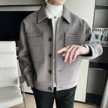 Load image into Gallery viewer, 2022 British Style Winter Short Woolen Coat Men Warm Fashion Pocket Casual Cloth
