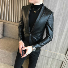 Load image into Gallery viewer, 2022 Brand Clothing Men Spring Slim Casual Leather Jacket Fashion High Quality Leather
