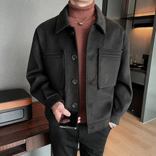 Load image into Gallery viewer, 2022 British Style Winter Short Woolen Coat Men Warm Fashion Pocket Casual Cloth
